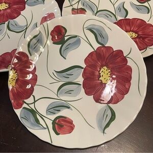 Blue Ridge Southern Potteries Vintage Hand Painted Floral Plate MADE IN USA 3pcs